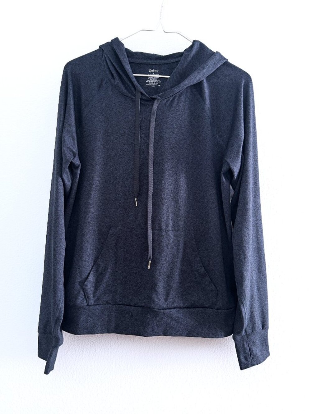 Quince Flowknit Pullover Hoodie Heather Navy Soft Performance Athleisure Size S
